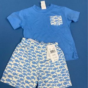 Florence Eiseman swim trunks and matching shirt.